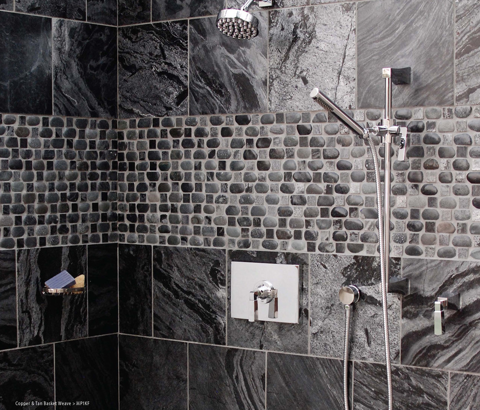 Basket Weave Tile Pattern Bathroom Modern with None 
