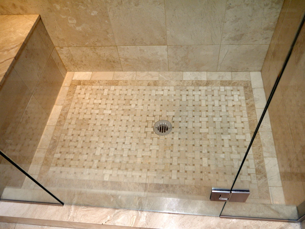 Basket Weave Tile Pattern Bathroom Traditional with Basketweave Tile Bench Seat