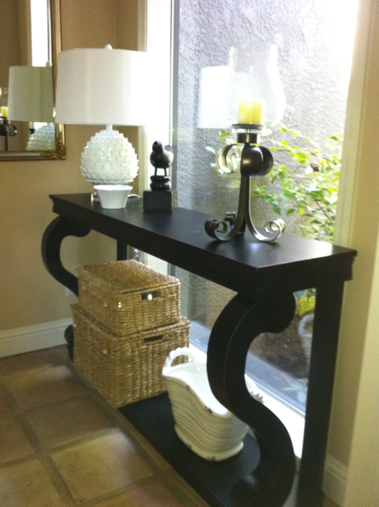 Baskets with Lids Entry Traditional with Clean Console Table White