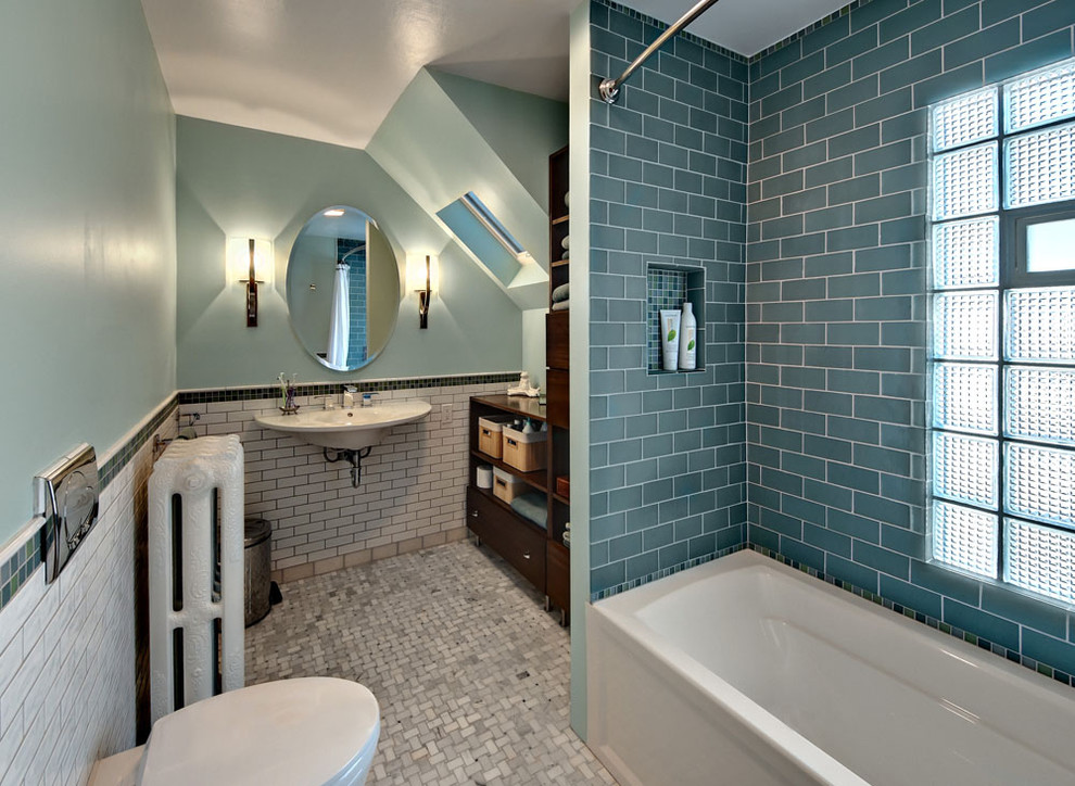 Basketweave Tile Bathroom Bathroom Contemporary with Basketweave Tile Bathroom Lighting