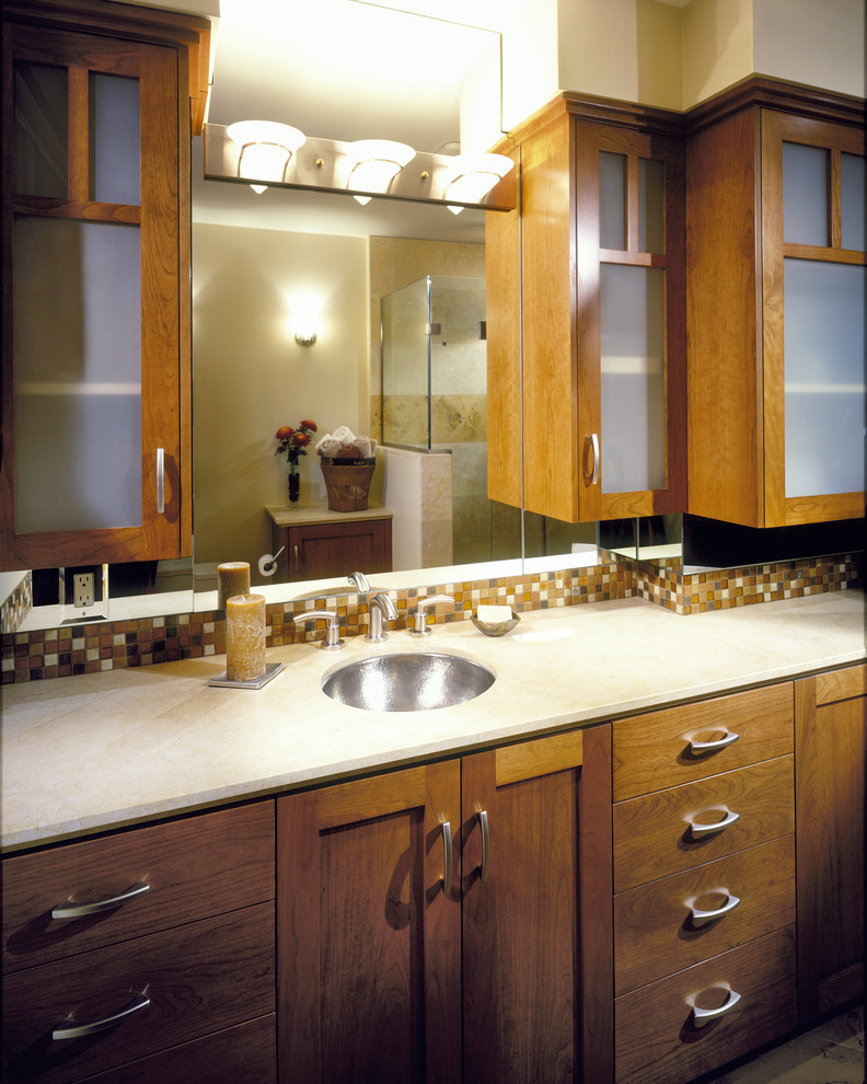 Bathroom Cabinet Hardware Spaces Asian with Accent Tile Brown Cabinet