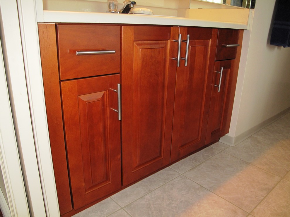 Bathroom Cabinet Refacing Spaces Traditional with Alder Amerock Stainless Steel1