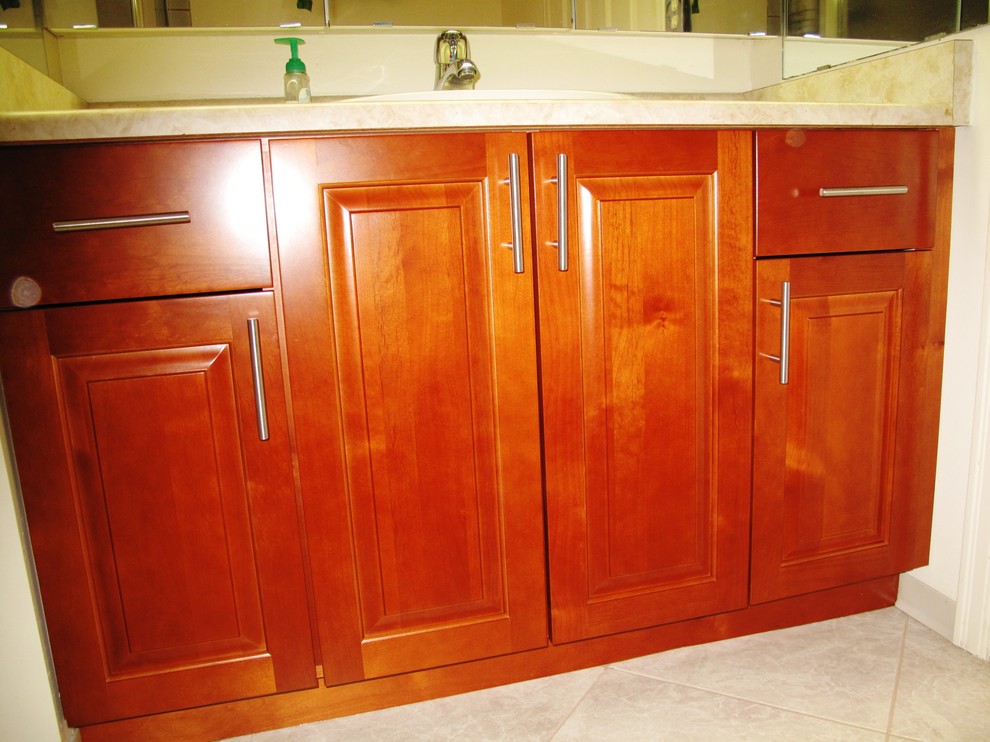 Bathroom Cabinet Refacing Spaces Traditional with Alder Amerock Stainless Steel2