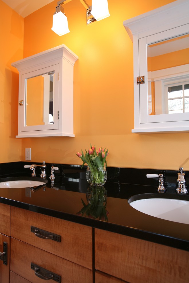 Bathroom Medicine Cabinet Ideas Bathroom Traditional with Black Counter Doubl Sink