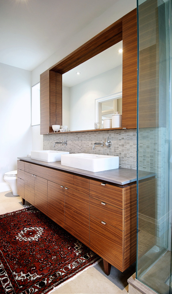 Bathroom Mirror Cabinets Bathroom Modern with Basin Sink Concrete Countertop