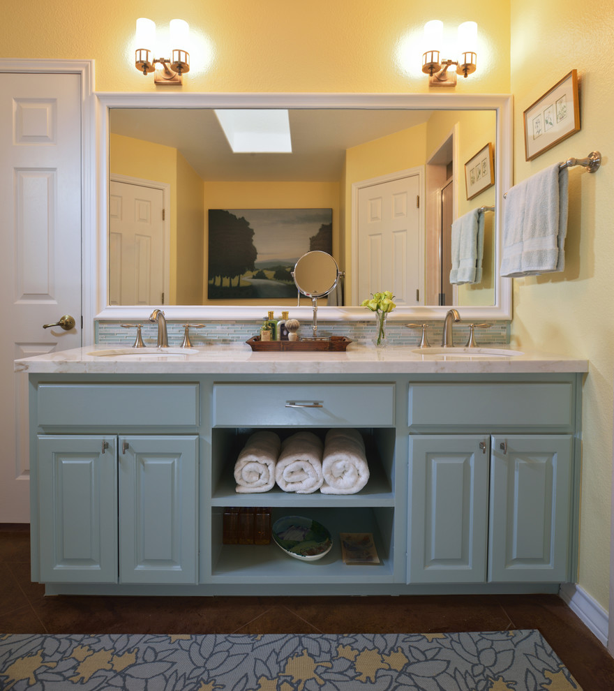 Bathroom Mirror Cabinets Bathroom Traditional with Area Rug Blue Vanity
