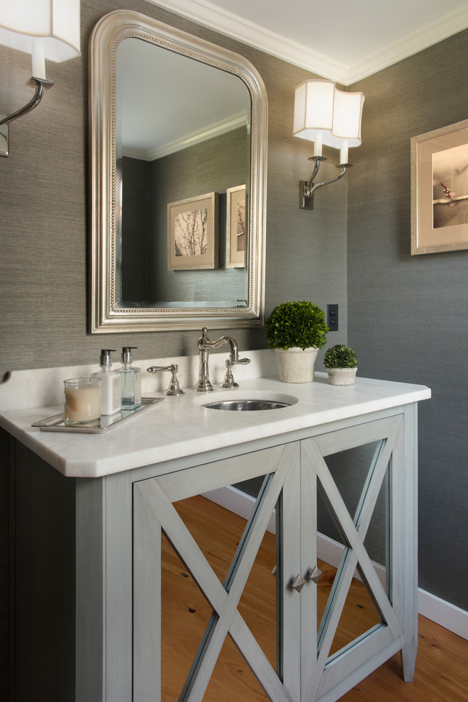 Bathroom Mirror Cabinets Powder Room Traditional with Antique Baseboards Bathroom Mirror