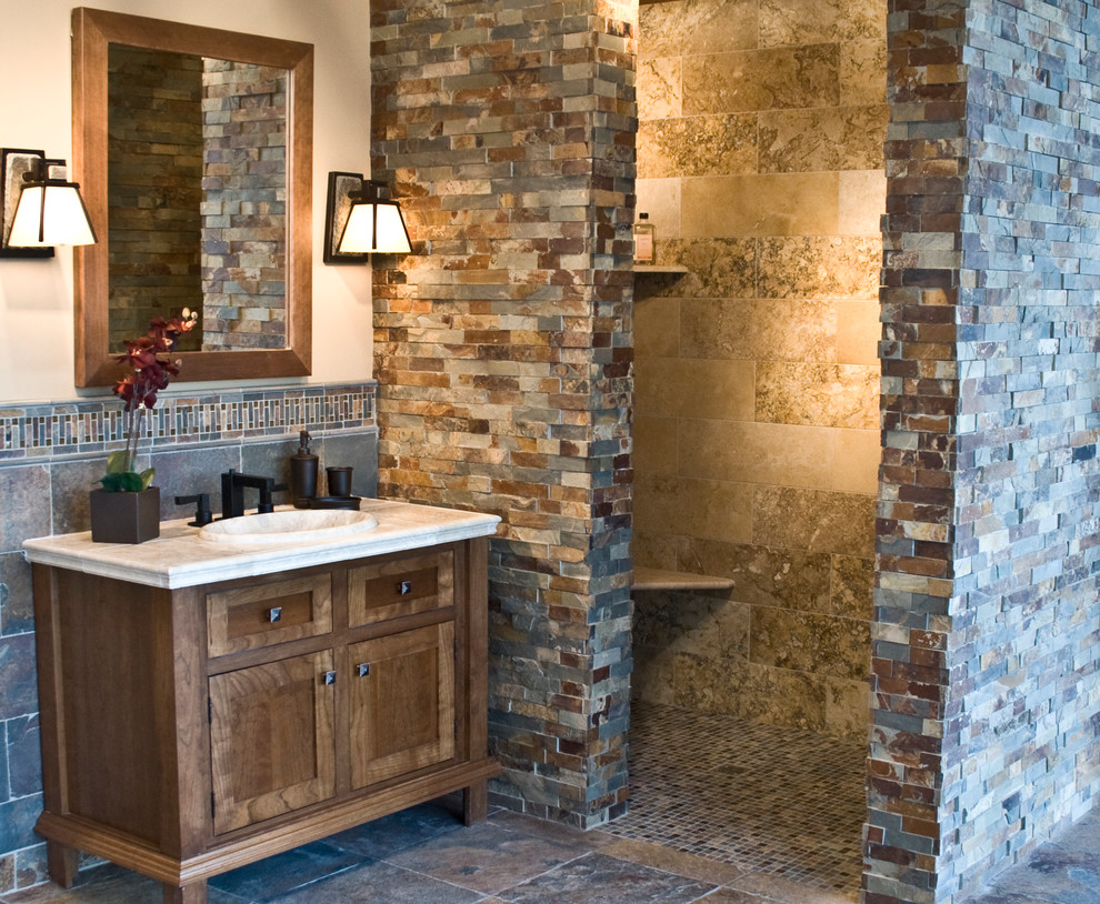 Bathroom Mirrors Ideas Bathroom Rustic with Copper Rust Slate Floor