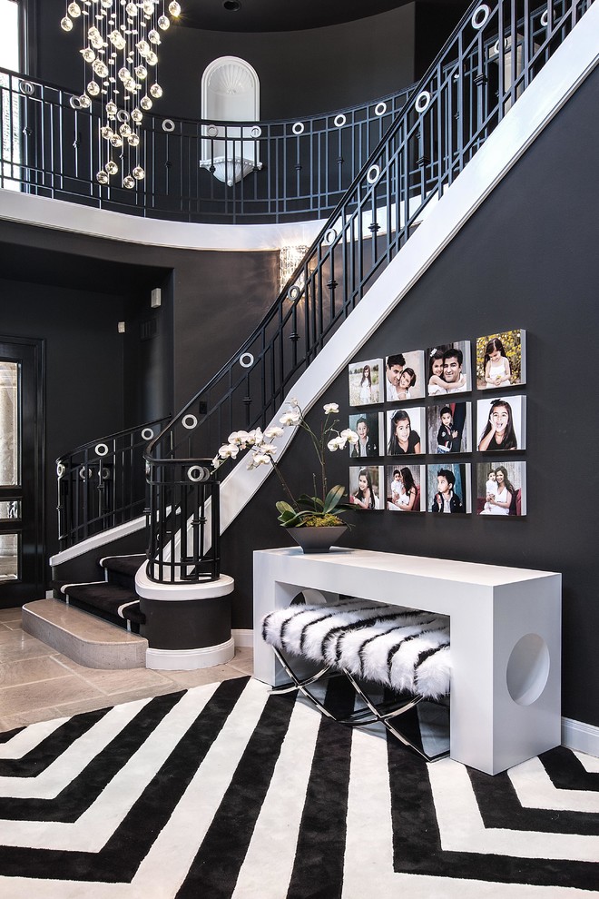 Bathroom Remodel Pics Staircase Contemporary with Black and White Black