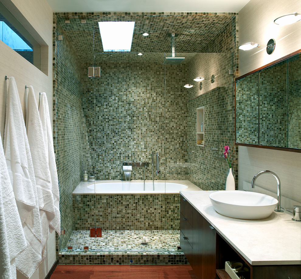 Bathroom Remodeling Ideas Bathroom Contemporary with Dark Stained Wood Floor