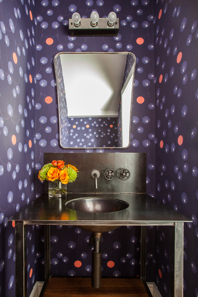 Bathroom Sink Consoles Powder Room Contemporary with Americana Bright Coloful Dark