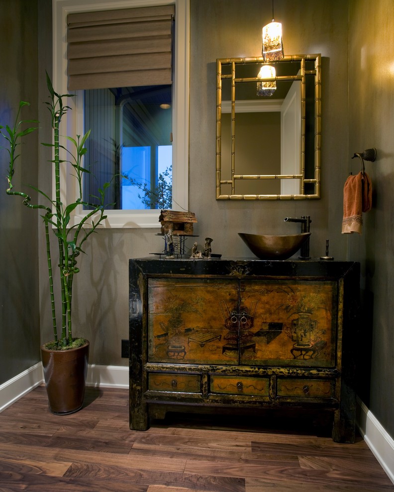 Bathroom Sink Designs Powder Room Contemporary with Bamboo Mirror Baseboards Bathroom