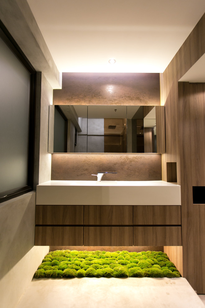 Bathroom Trough Sink Bathroom Modern with Bathroom Mirror Ceiling Lighting1