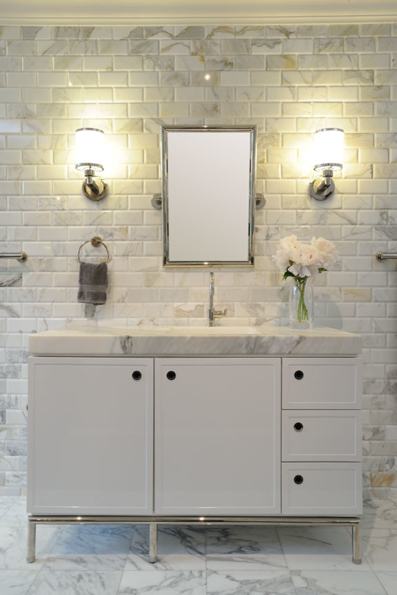 Bathroom Trough Sinks Bathroom Contemporary with Calacatta Marble 