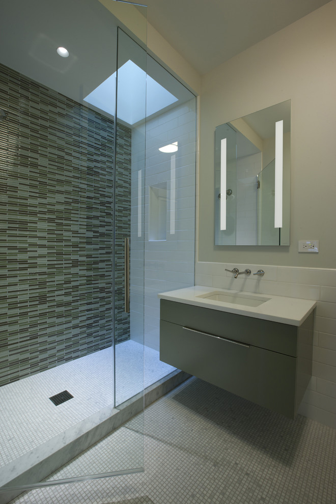Bathroom Vanities and Sinks Bathroom Contemporary with Floating Sink Glass Shower