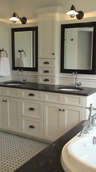 bathroom vanity mirror ideas Bathroom Traditional with none