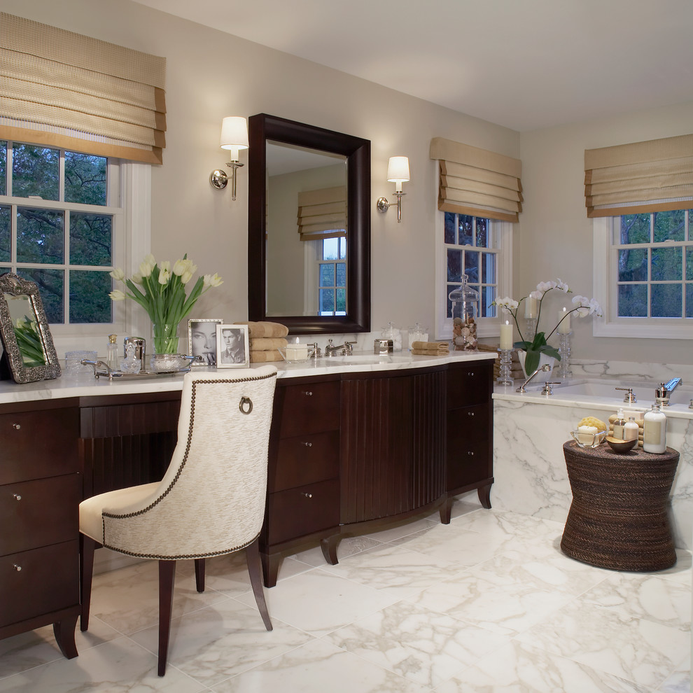 Bathroom Vanity with Makeup Area Bathroom Traditional with Bathroom Stool Beige Flower