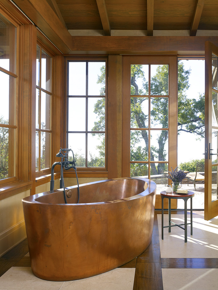 Bathroom Wastebasket with Lid Bathroom Mediterranean with Bathtub Copper Tub Freestanding