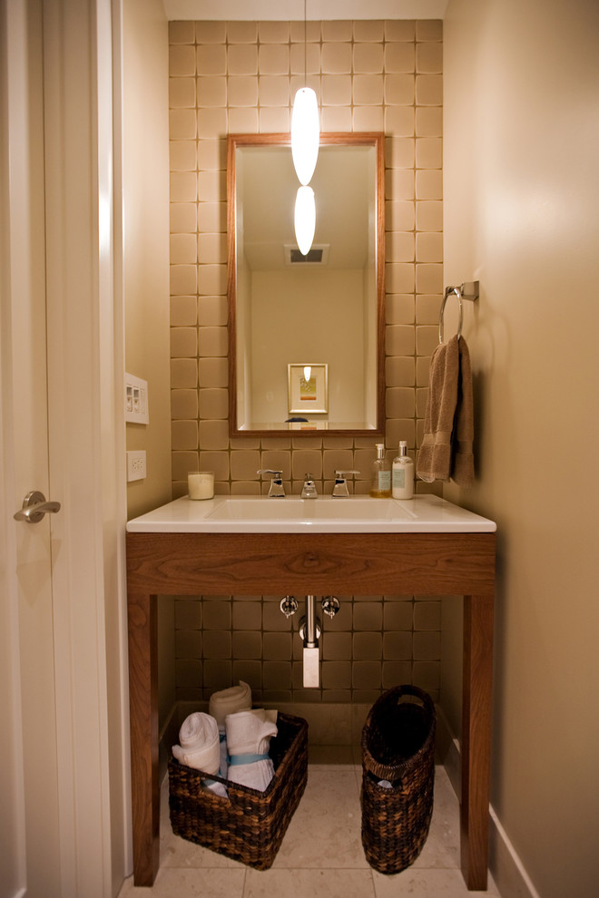 Bathroom Wastebasket with Lid Powder Room Contemporary with Furniture Cabinet Guest Bath