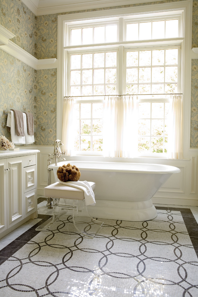 Bathroom Window Curtains Bathroom Traditional with Bath Tub Bathroom Tile1