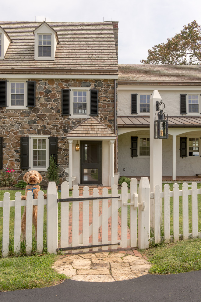 Battery Operated Table Lamps Exterior Farmhouse with Black Shutters Brick Walkway