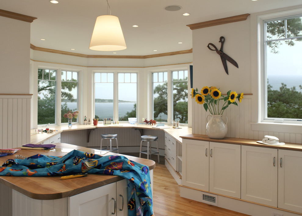 Bay Window Desk Home Office Contemporary with Arts and Craft Room