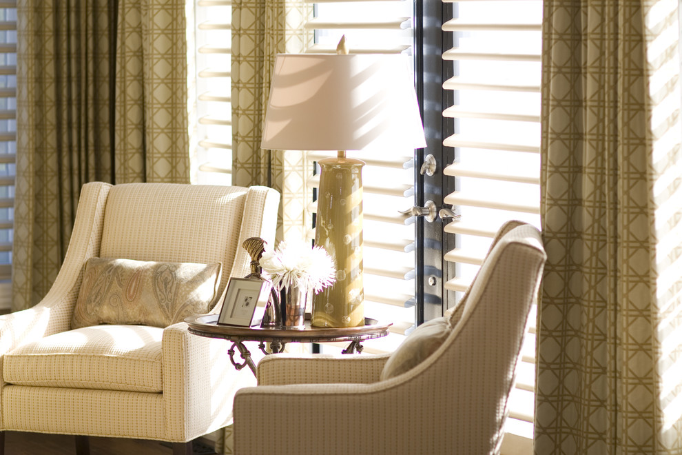 Bay Window Furniture Living Room Contemporary with Cream Curtains Printed Drapes