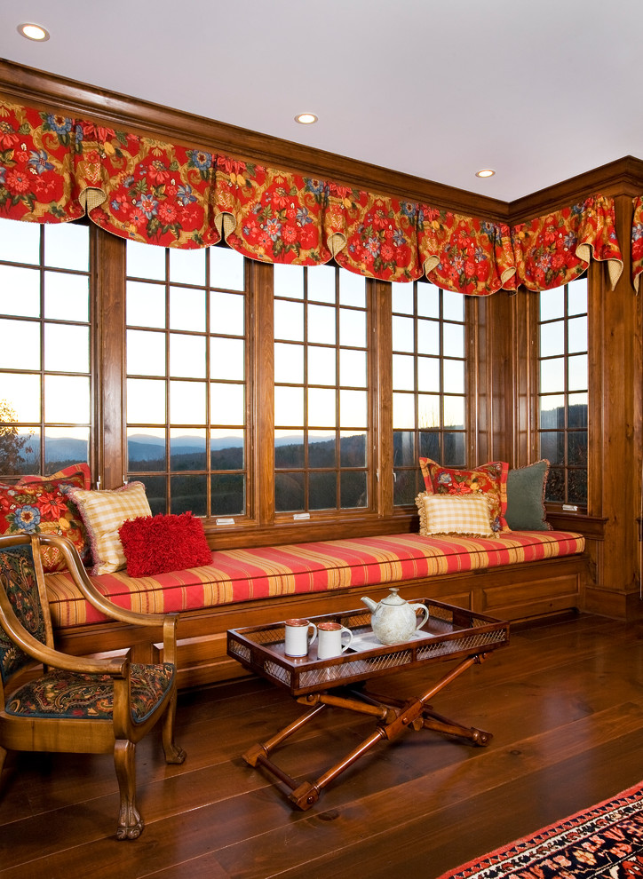Bay Window Valance Family Room Traditional with Antiques British Colonial Tray
