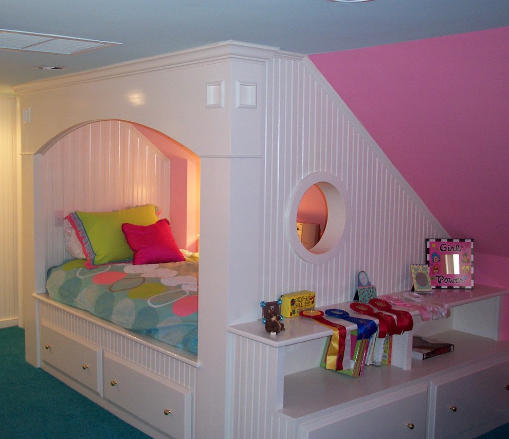 Bed with Drawers Underneath Kids Traditional with Attic Beadboard Bedroom Bookcase
