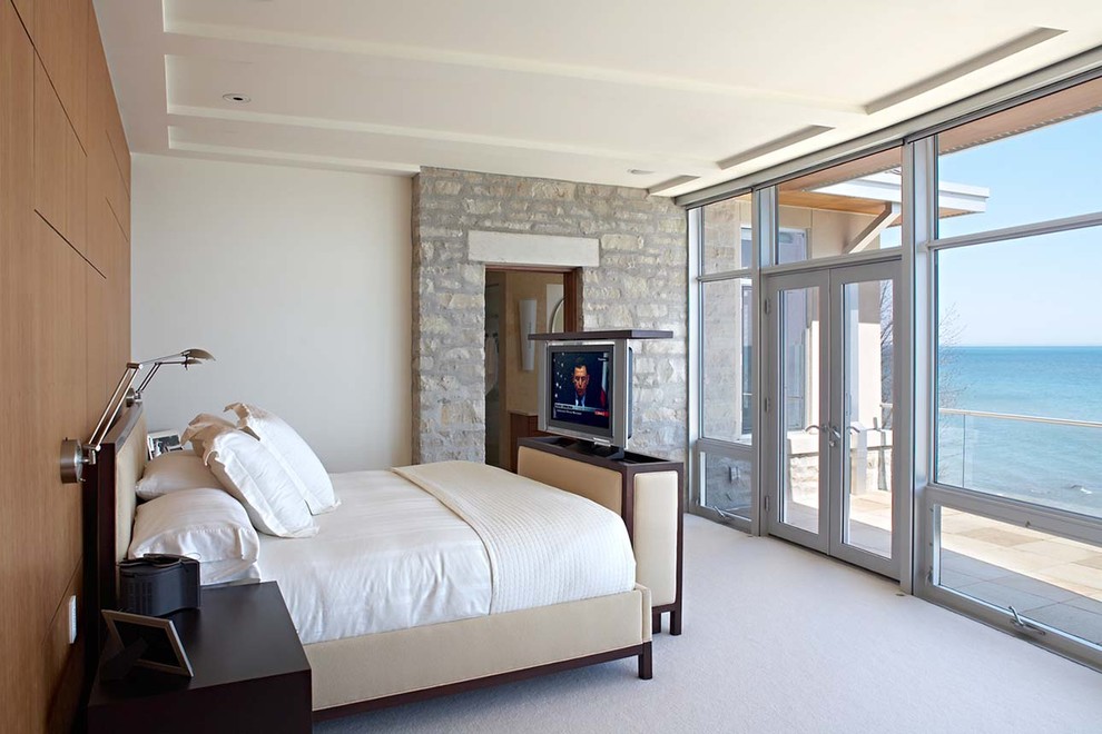 Bed with Tv in Footboard Bedroom Modern with Balcony Foot of Bed
