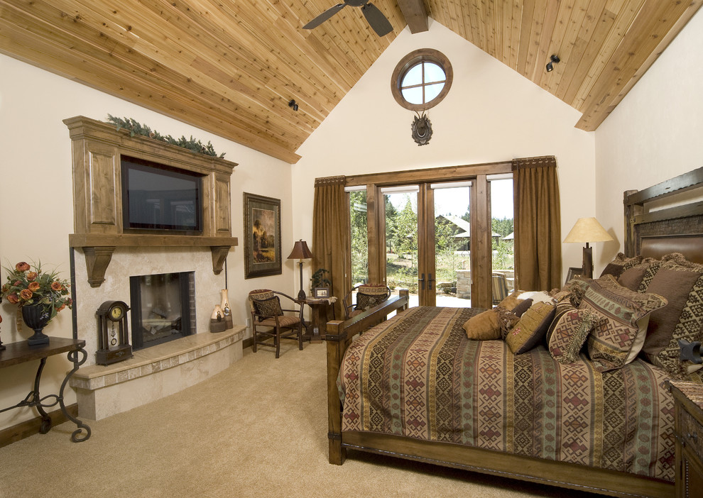 Bed with Tv in Footboard Bedroom Traditional with Clerestory Curtains Drapes Earth