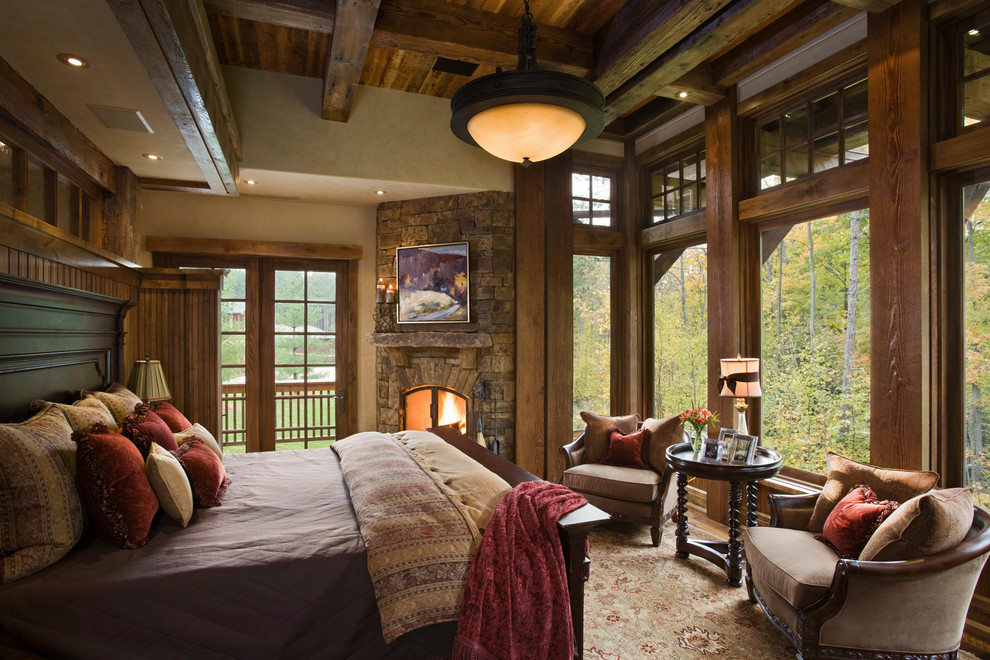 Bedroom Ceiling Light Bedroom Rustic with Area Rug Armchairs Beams