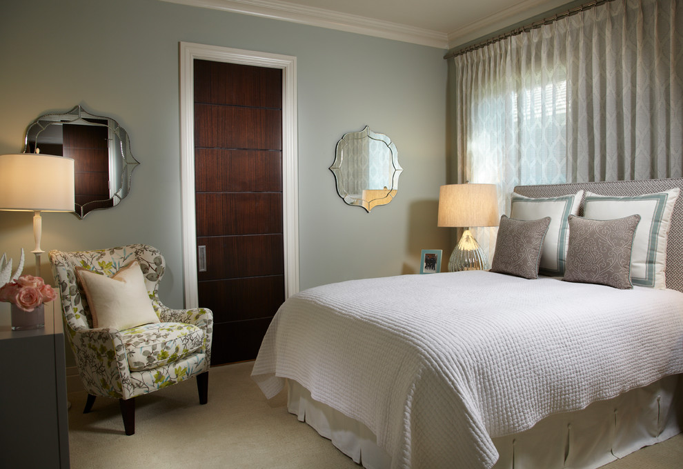 Bedroom Closet Door Ideas Bedroom Transitional with Beige Carpet Dark Wood