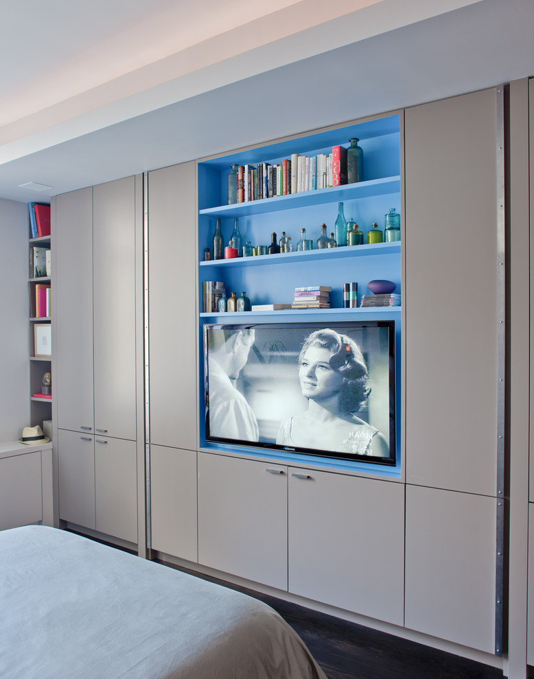 Bedroom Wall Unit Bedroom Contemporary with Blue Paint Blue Shelves