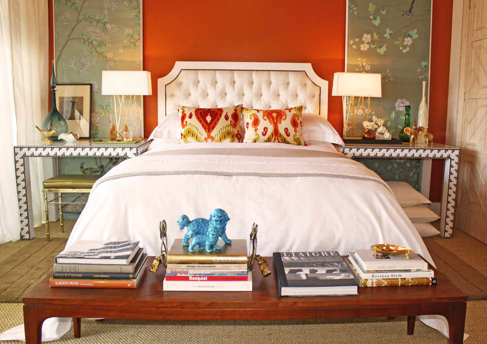 Bedside Table Lamps Bedroom Eclectic with Accent Wall Artwork Asian
