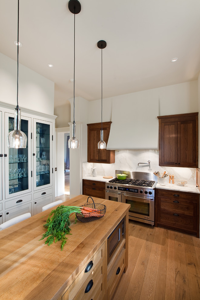 Bell Jar Lighting Kitchen Traditional with Butcher Block Countertops Ceiling