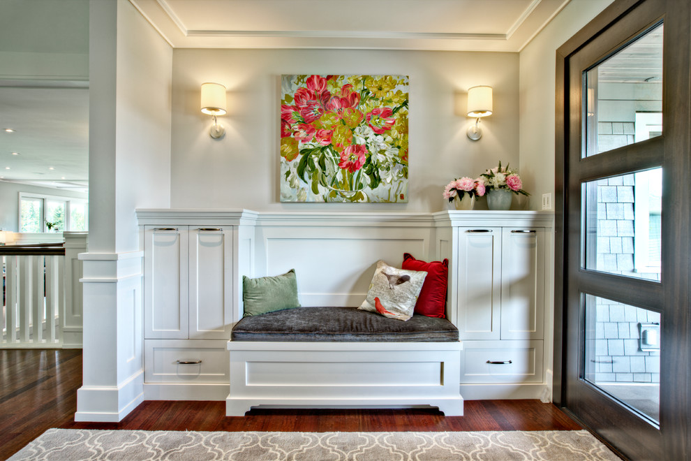 Bench for Foyer Entry Transitional with Area Rug Built In