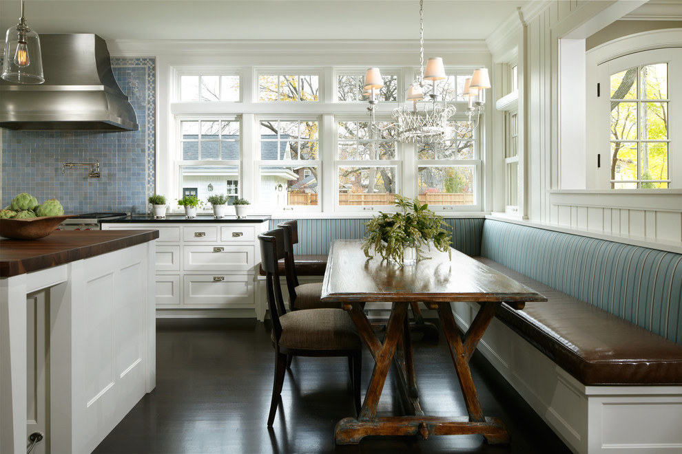 Bench Seating for Kitchen Kitchen Traditional with Banquette Blue Tile Backsplash