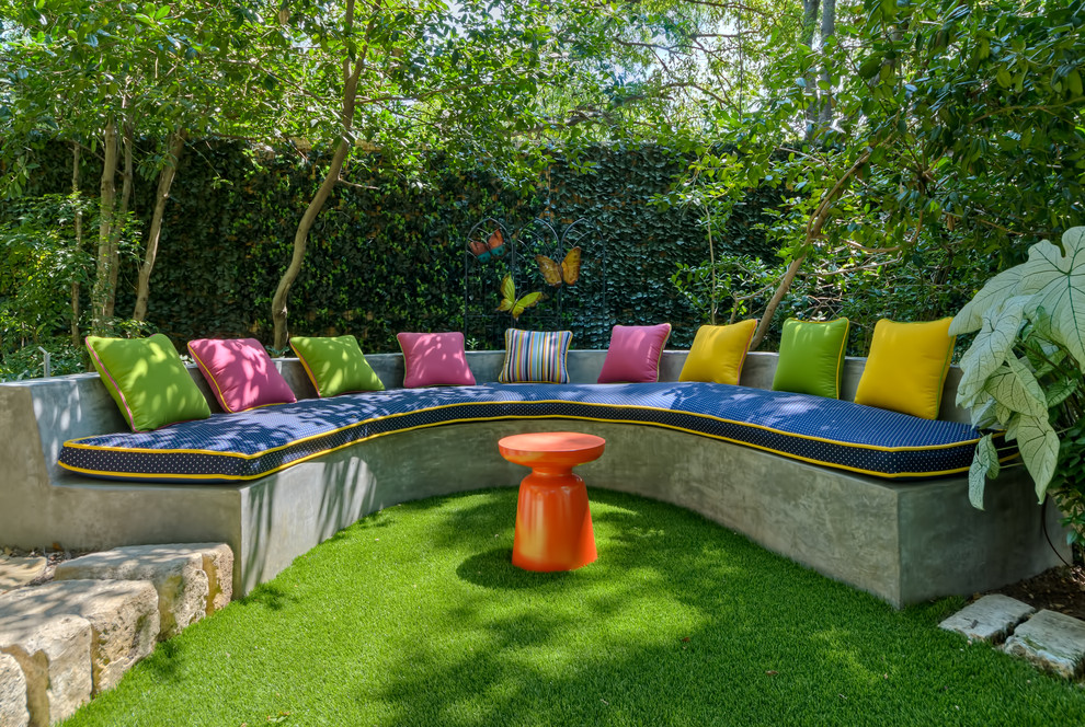 Bench with Backrest Patio Eclectic with Bench Concrete Concrete Bench