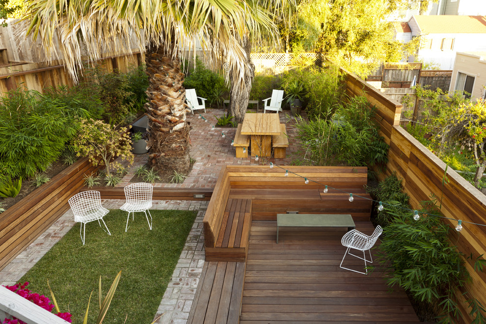 Benches with Backs Landscape Modern with Bamboo Bertoia Chair Deck