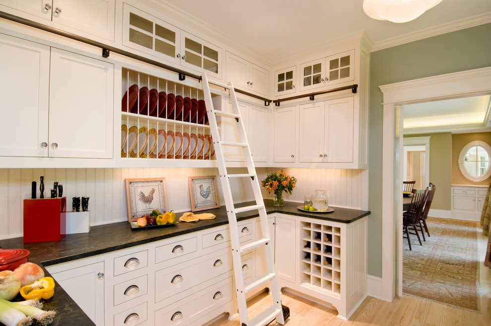 Bent Glass Table Kitchen Traditional with Beadboard Classic Custom Cabinetry