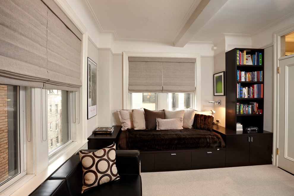 Best Vertical Blinds Bedroom Contemporary with Artwork Beige Bookshelves Brown