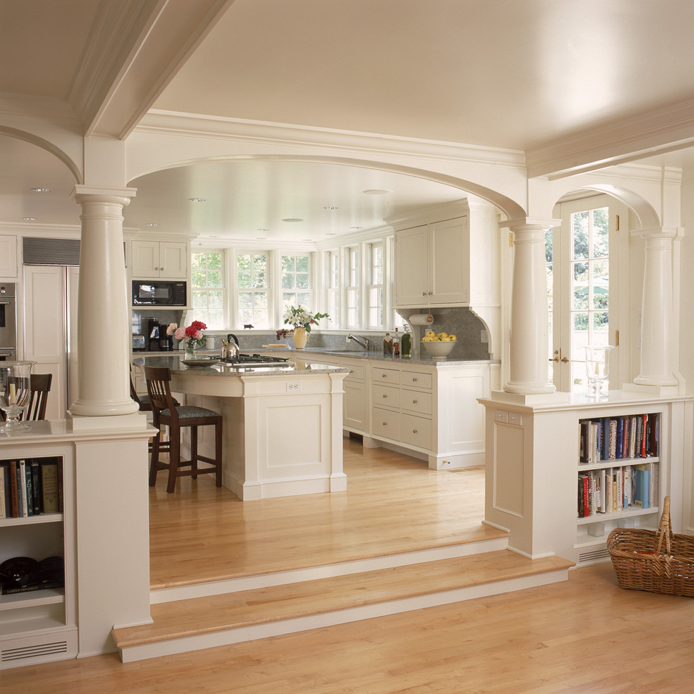 Best White for Kitchen Cabinets Kitchen Traditional with Archway Bookcase Bookshelves Built