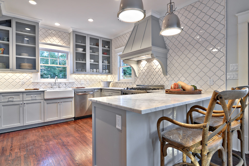 Beveled Arabesque Tile Kitchen Traditional with Arabesque Tile Carrara Marble