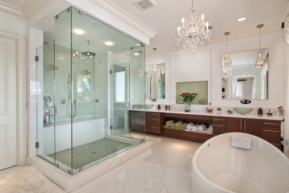 Big Shower Heads Bathroom Transitional with Bathroom Mirror Ceiling Lighting