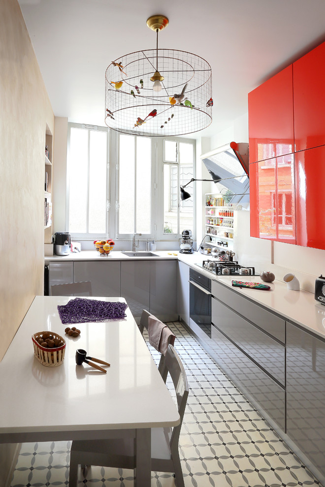 Birdcage Light Fixture Kitchen Contemporary with 2 Tone Kitchen Cabinets