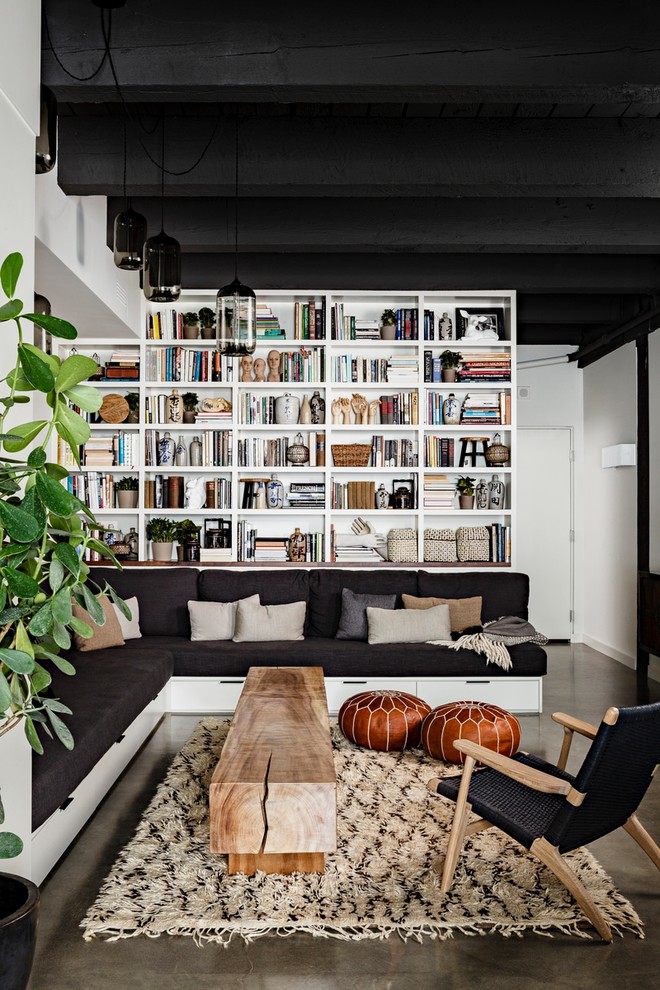 Bistro Table and Chairs Living Room Industrial with Black Ceiling Black Sofa