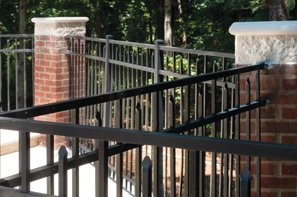 Black Aluminum Fence Landscape Traditional with Aluminum Fence Aluminum Picket