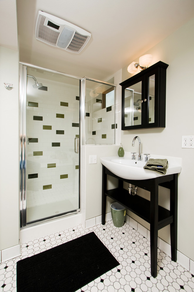 Black and White Bathroom Floor Tile Bathroom Contemporary with Bathroom Mirror Bathroom Window