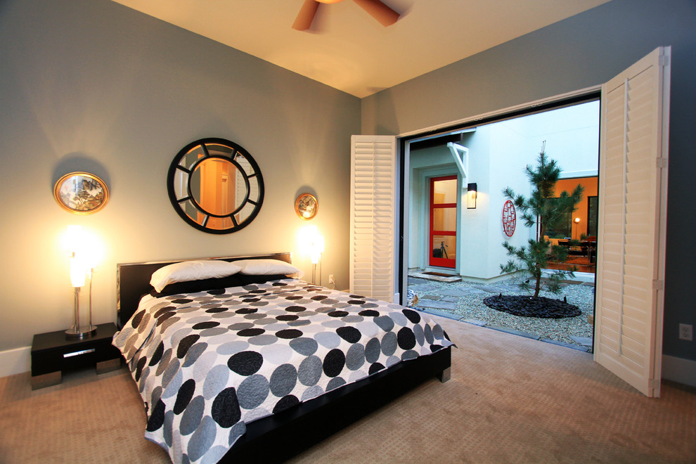 Black and White Bedspreads Bedroom Modern with Beige Bi Fold Doors Black
